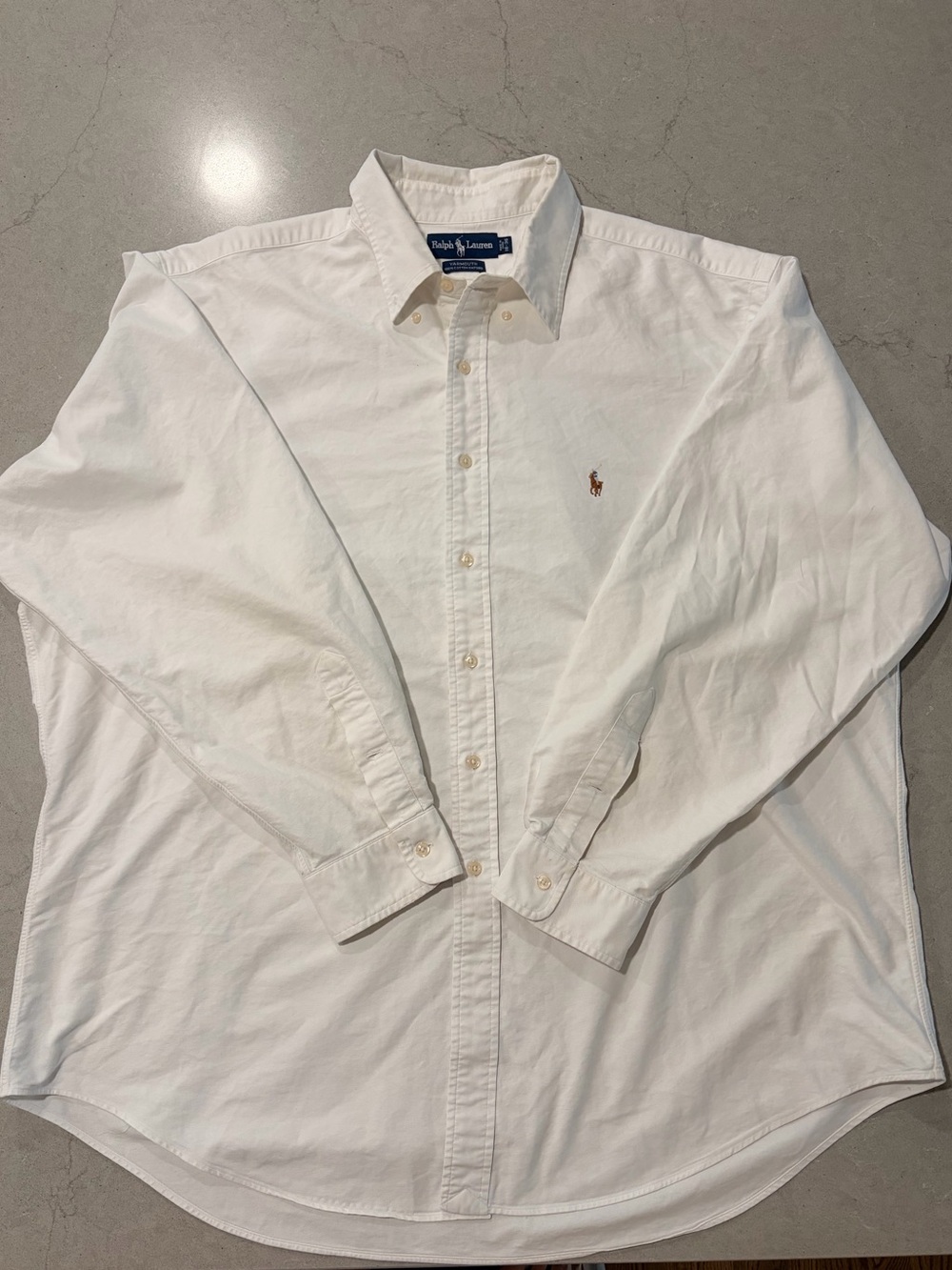 VTG Ralph Lauren Men's100% Cotton White Long-Sleeve Button-Down Oxford Shirt XXL